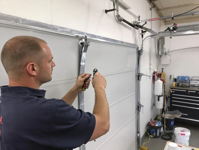 Before and after garage door dent repair by Port St. Lucie Garage Door Repair in Port St. Lucie