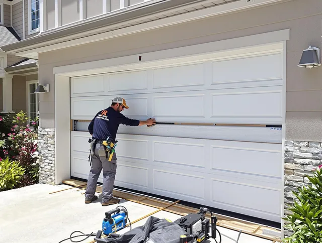 Port St. Lucie Garage Door Repair team performing complete garage door replacement at Port St. Lucie residence