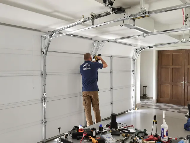 Port St. Lucie Garage Door Repair certified technician performing precision garage door repair in Port St. Lucie