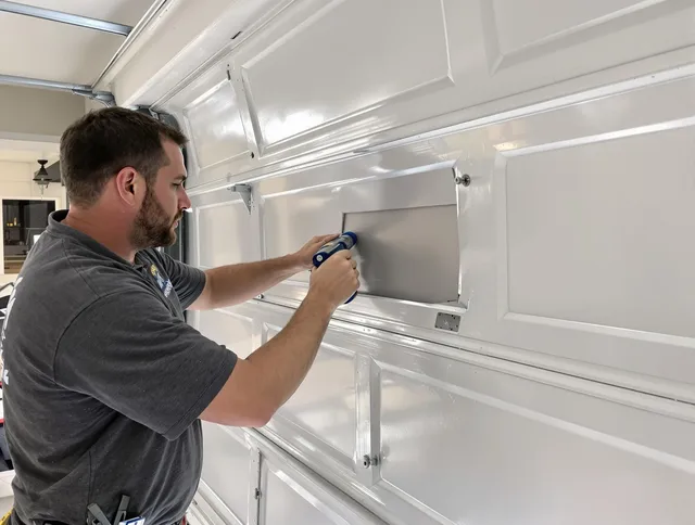 Garage door panel repair by Port St. Lucie Garage Door Repair in Port St. Lucie