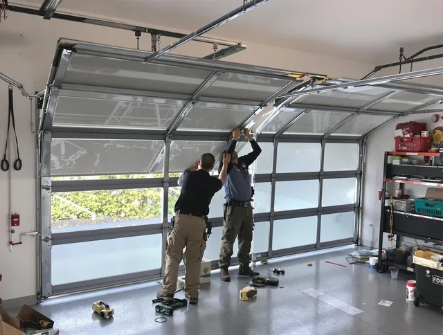 Port St. Lucie Garage Door Repair expert performing precise panel replacement on Port St. Lucie garage door